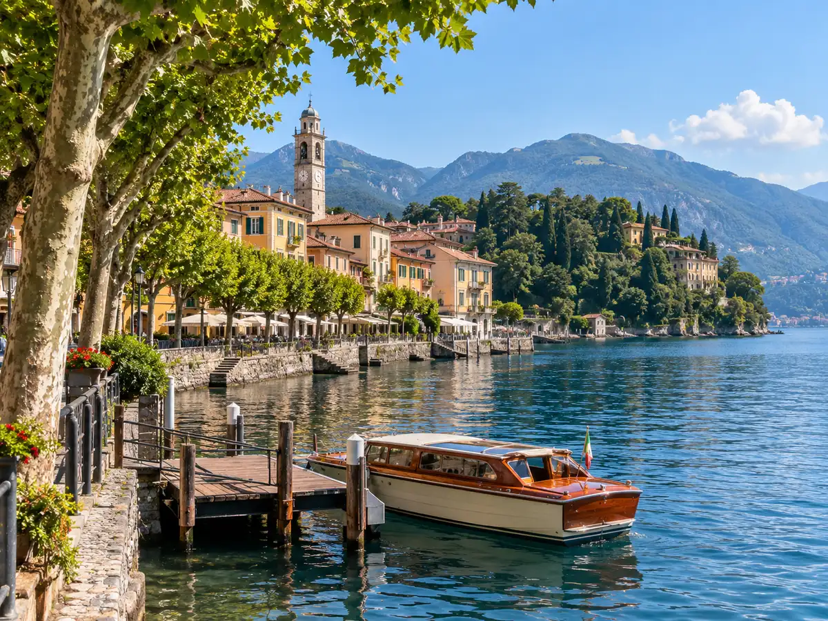 The Lenno lakefront, where the walk and the taxi-boat to the villa begin